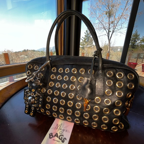 Prada: Grommet Robot Keychain with Lock & Key Tote Bag *RARE* - Picture 3 of 16